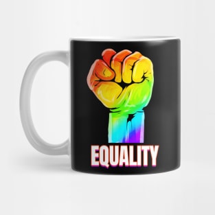 Colorful raising fist for equality LGBTQ Mug